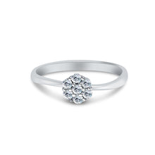 Ioka Jewelry - 14K White Solid Gold Fancy Solitaire Pave Cubic Zirconia CZ Ring