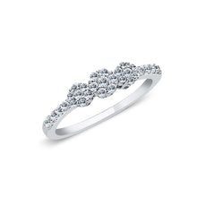 Ioka Jewelry - 14K White Solid Gold Fancy 3 Center Round Pave Cubic Zirconia CZ Ring