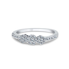 Ioka Jewelry - 14K White Solid Gold Fancy 3 Center Round Pave Cubic Zirconia CZ Ring