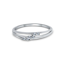 Ioka Jewelry - 14K White Solid Gold 3 Hollow Fancy Cubic Zirconia CZ Ring