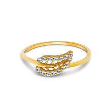 Ioka Jewelry - 14K Yellow Solid Gold Fancy Leaf Cubic Zirconia CZ Ring