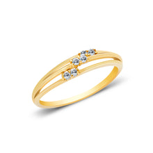 Ioka Jewelry - 14K Yellow Solid Gold Fancy Tri Link Cubic Zirconia CZ Ring