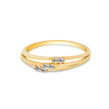 Ioka Jewelry - 14K Yellow Solid Gold Fancy Tri Link Cubic Zirconia CZ Ring
