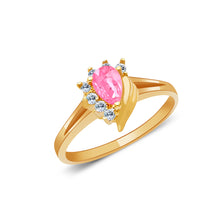 Ioka Jewelry - 14K Yellow Solid Gold Women's Fancy Pink Color Center Cubic Zirconia CZ Ring