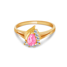 Ioka Jewelry - 14K Yellow Solid Gold Women's Fancy Pink Color Center Cubic Zirconia CZ Ring