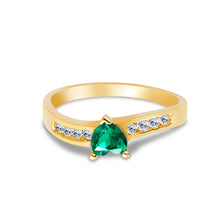 Ioka Jewelry - 14K Yellow Solid Gold Women's Fancy Green Heart Solitaire Cubic Zirconia CZ Ring