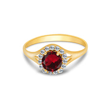 Ioka Jewelry - 14K Yellow Solid Gold Women's Fancy Round Red Cubic Zirconia CZ Ring