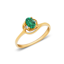 Ioka Jewelry - 14K Yellow Solid Gold Women's Fancy Round Green Solitaire Cubic Zirconia CZ Ring