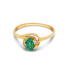 Ioka Jewelry - 14K Yellow Solid Gold Women's Fancy Round Green Solitaire Cubic Zirconia CZ Ring