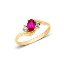 Ioka Jewelry - 14K Yellow Solid Gold Women's Fancy Round Red Cubic Zirconia CZ Ring