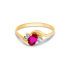 Ioka Jewelry - 14K Yellow Solid Gold Women's Fancy Round Red Cubic Zirconia CZ Ring