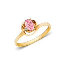 Ioka Jewelry - 14K Yellow Solid Gold Women's Fancy Pink Solitaire Cubic Zirconia CZ Ring