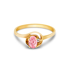 Ioka Jewelry - 14K Yellow Solid Gold Women's Fancy Pink Solitaire Cubic Zirconia CZ Ring