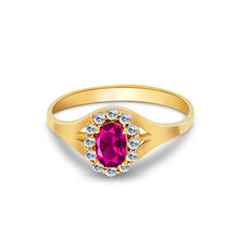Ioka Jewelry - 14K Yellow Solid Gold Women's Fancy Round Red Cubic Zirconia CZ Ring