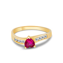 Ioka Jewelry - 14K Yellow Solid Gold Women's Fancy Red Heart Cubic Zirconia CZ Ring