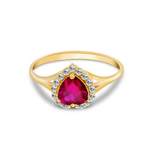 Ioka Jewelry - 14K Yellow Solid Gold Women's Fancy Red Heart Cubic Zirconia CZ Ring