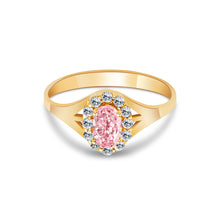Ioka Jewelry - 14K Yellow Solid Gold Women's Fancy Pink Oval Cut Cubic Zirconia CZ Ring