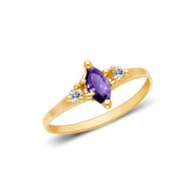 Ioka Jewelry - 14K Yellow Solid Gold Women's Fancy Purple Marquise Cut Cubic Zirconia CZ Ring