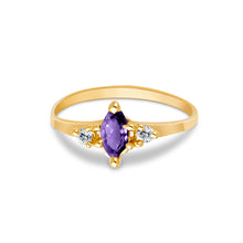 Ioka Jewelry - 14K Yellow Solid Gold Women's Fancy Purple Marquise Cut Cubic Zirconia CZ Ring