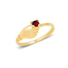 Ioka Jewelry - 14K Yellow Solid Gold Women's Fancy Hand With Round Red Cubic Zirconia CZ Ring