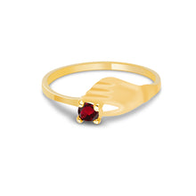Ioka Jewelry - 14K Yellow Solid Gold Women's Fancy Hand With Round Red Cubic Zirconia CZ Ring