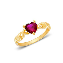 Ioka Jewelry - 14K Yellow Solid Gold Women's Fancy Red Heart Cubic Zirconia CZ Ring