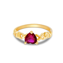 Ioka Jewelry - 14K Yellow Solid Gold Women's Fancy Red Heart Cubic Zirconia CZ Ring