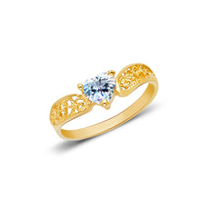 Ioka Jewelry - 14K Yellow Solid Gold Women's Fancy Heart Cubic Zirconia CZ Ring