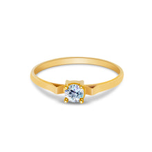 Ioka Jewelry - 14K Yellow Solid Gold Women's Fancy Round Cut Solitaire Cubic Zirconia CZ Ring
