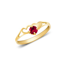 Ioka Jewelry - 14K Yellow Solid Gold Women's Fancy Red Heart Round Cut Cubic Zirconia CZ Ring