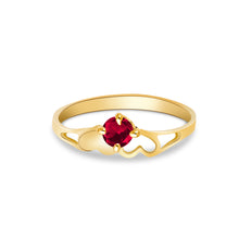 Ioka Jewelry - 14K Yellow Solid Gold Women's Fancy Red Heart Round Cut Cubic Zirconia CZ Ring