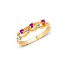 Ioka Jewelry - 14K Yellow Solid Gold Women's Fancy Dual Gem Cubic Zirconia CZ Ring