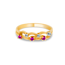 Ioka Jewelry - 14K Yellow Solid Gold Women's Fancy Dual Gem Cubic Zirconia CZ Ring