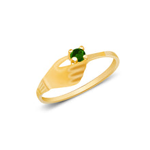 Ioka Jewelry - 14K Yellow Solid Gold Women's Fancy Hand With Green Round Cut Cubic Zirconia CZ Ring