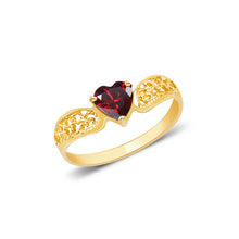 Ioka Jewelry - 14K Yellow Solid Gold Women's Fancy Red Heart Cubic Zirconia CZ Ring