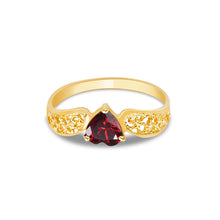 Ioka Jewelry - 14K Yellow Solid Gold Women's Fancy Red Heart Cubic Zirconia CZ Ring
