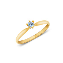 Ioka Jewelry - 14K Yellow Solid Gold Women's Fancy Small Round Cut Solitaire Cubic Zirconia CZ Ring