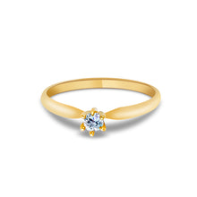 Ioka Jewelry - 14K Yellow Solid Gold Women's Fancy Small Round Cut Solitaire Cubic Zirconia CZ Ring