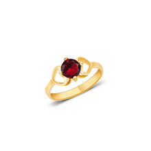 Ioka Jewelry - 14K Yellow Solid Gold January Dark Red Birth Stone Cubic Zirconia CZ Infant Baby Ring