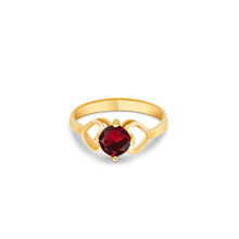 Ioka Jewelry - 14K Yellow Solid Gold January Dark Red Birth Stone Cubic Zirconia CZ Infant Baby Ring