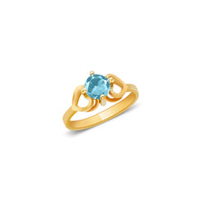 Ioka Jewelry - 14K Yellow Solid Gold March Light Blue Birth Stone Cubic Zirconia CZ Infant Baby Ring