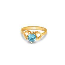 Ioka Jewelry - 14K Yellow Solid Gold March Light Blue Birth Stone Cubic Zirconia CZ Infant Baby Ring