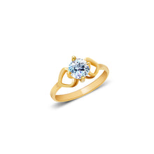 Ioka Jewelry - 14K Yellow Solid Gold April Clear Birth Stone Cubic Zirconia CZ Infant Baby Ring