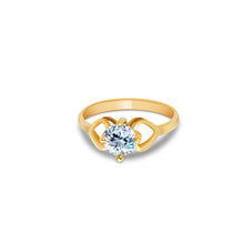 Ioka Jewelry - 14K Yellow Solid Gold April Clear Birth Stone Cubic Zirconia CZ Infant Baby Ring