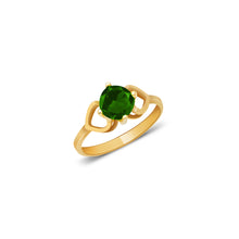 Ioka Jewelry - 14K Yellow Solid Gold May Green Birth Stone Cubic Zirconia CZ Infant Baby Ring