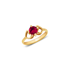 Ioka Jewelry - 14K Yellow Solid Gold July Red Birth Stone Cubic Zirconia CZ Infant Baby Ring