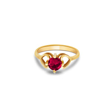 Ioka Jewelry - 14K Yellow Solid Gold July Red Birth Stone Cubic Zirconia CZ Infant Baby Ring