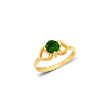 Ioka Jewelry - 14K Yellow Solid Gold September Blue Birth Stone Cubic Zirconia CZ Infant Baby Ring