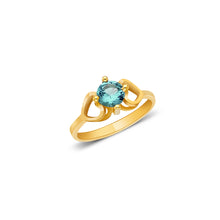 Ioka Jewelry - 14K Yellow Solid Gold December Blue Birth Stone Cubic Zirconia CZ Infant Baby Ring
