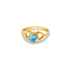 Ioka Jewelry - 14K Yellow Solid Gold December Blue Birth Stone Cubic Zirconia CZ Infant Baby Ring